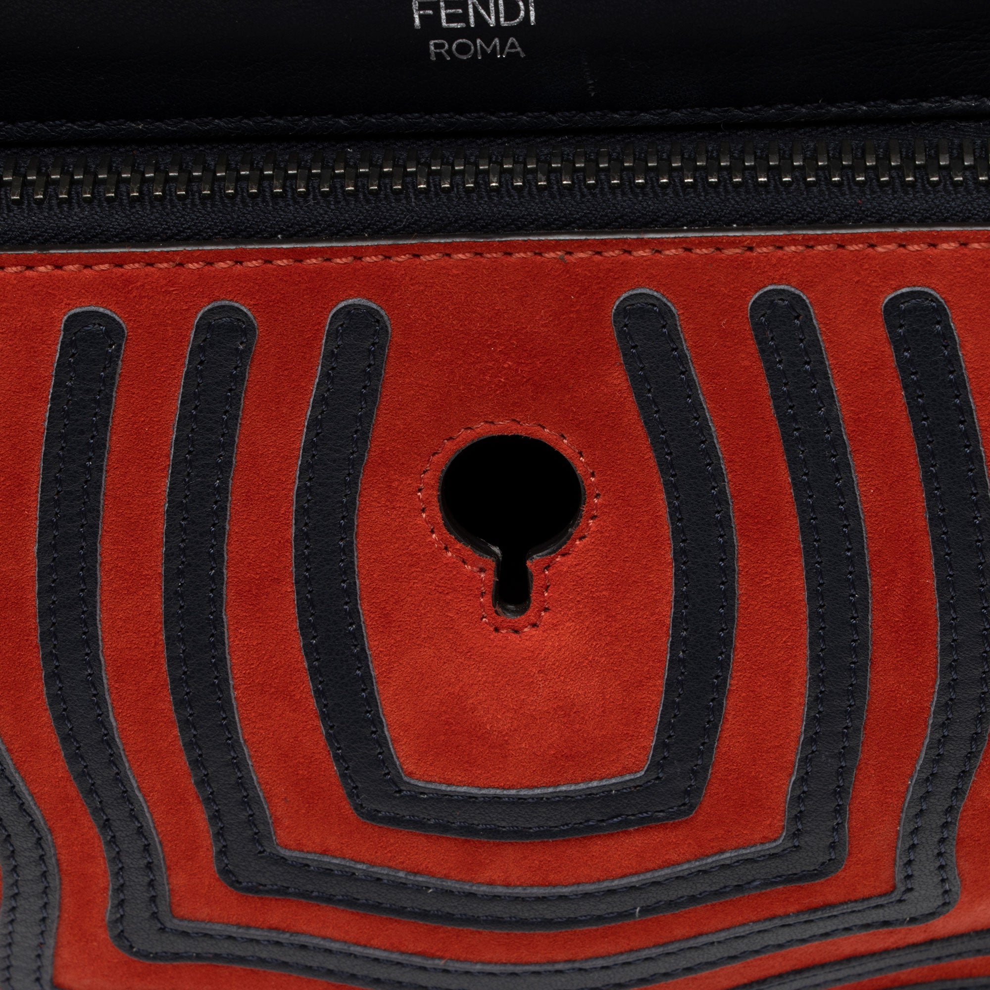 Fendi Quilted Leather Two Tone Dotcom Small Top Handle