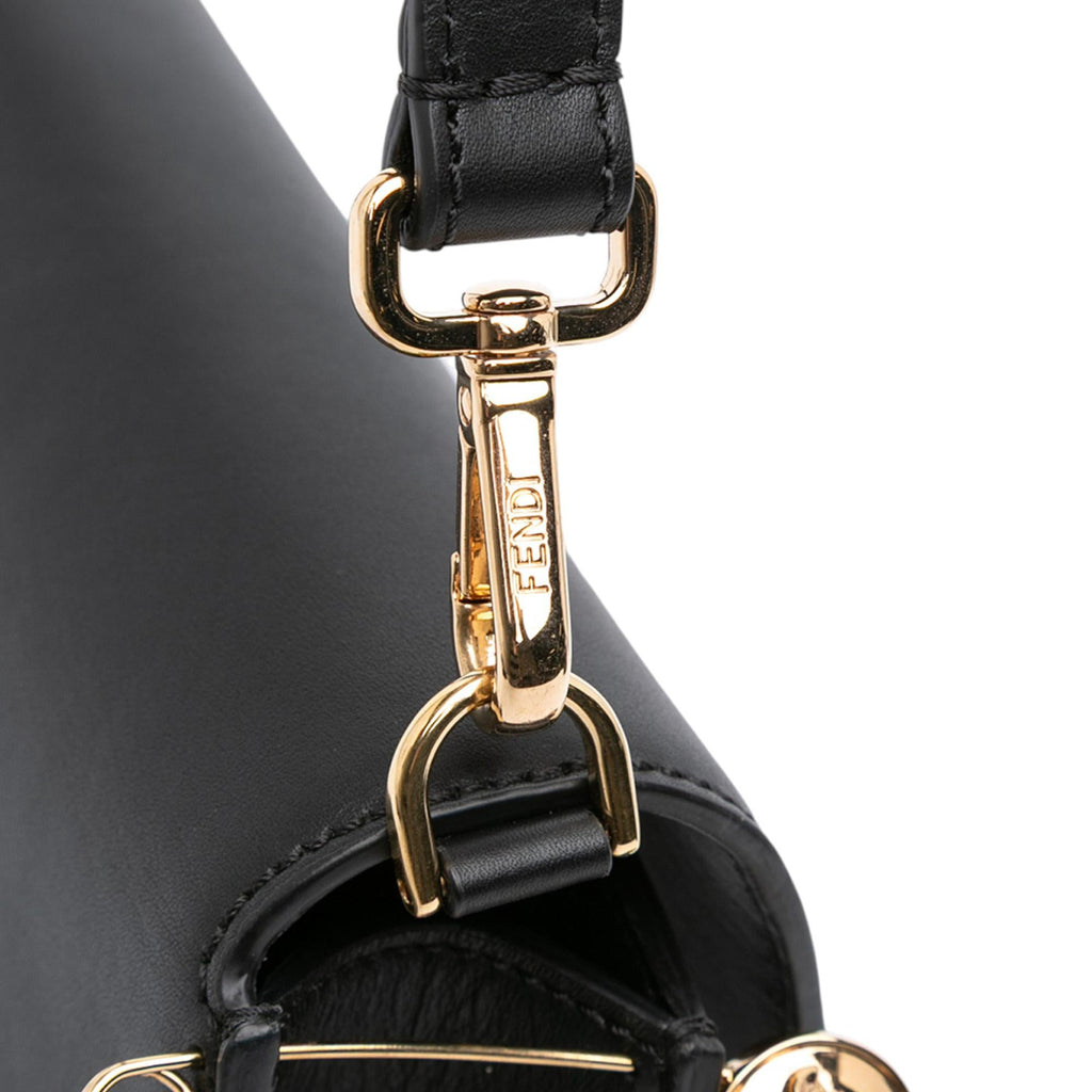 Fendi Versace Vitello Seta Fendace Brooch Baguette Satchel