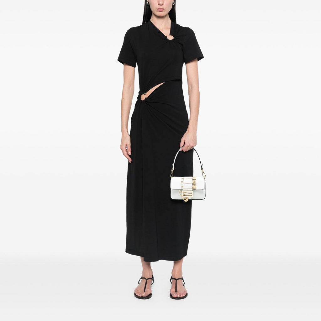 Fendi Versace Vitello Seta Fendace Mini Brooch Baguette Satchel