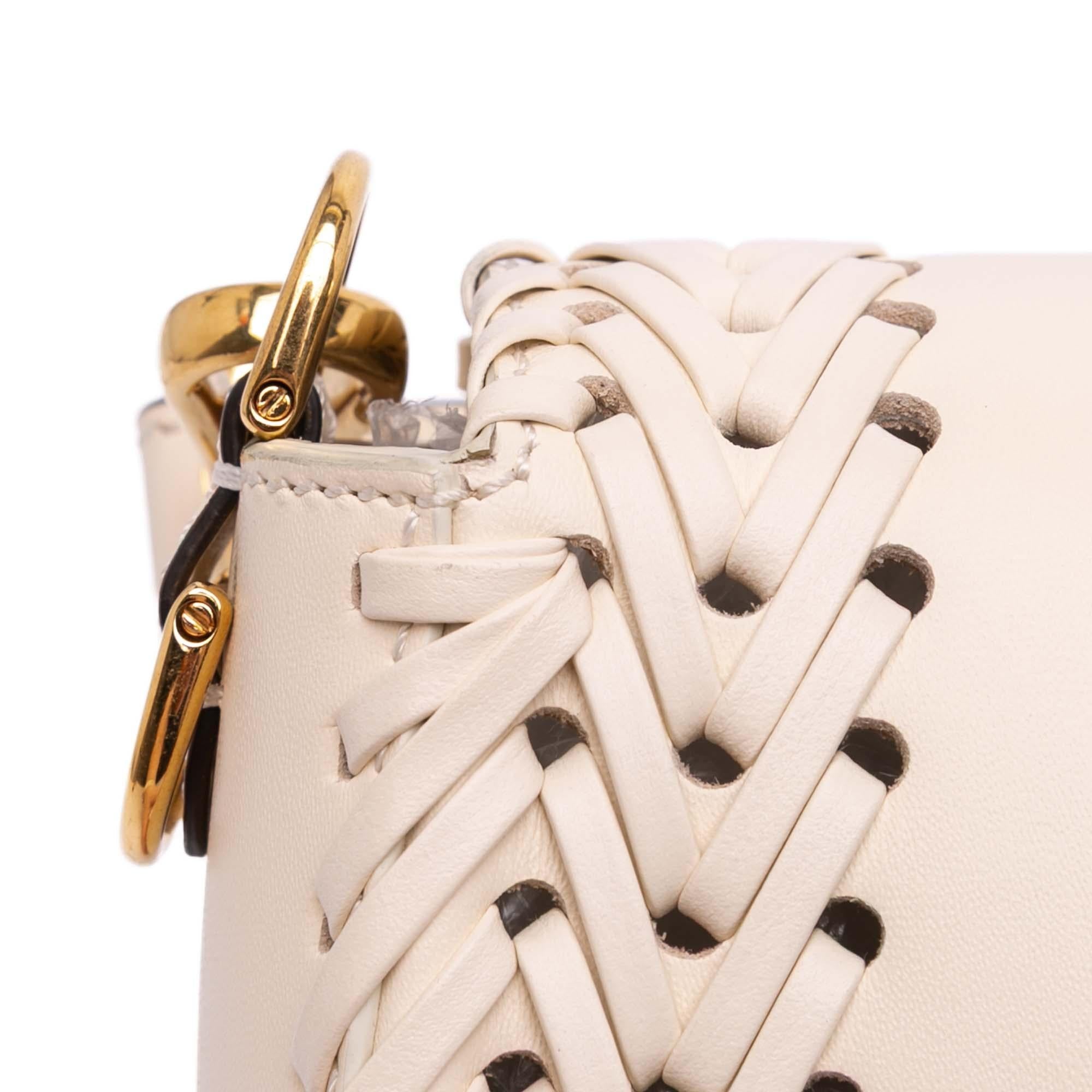Fendi Woven Calfskin Vitello King Ceylon Baguette Satchel