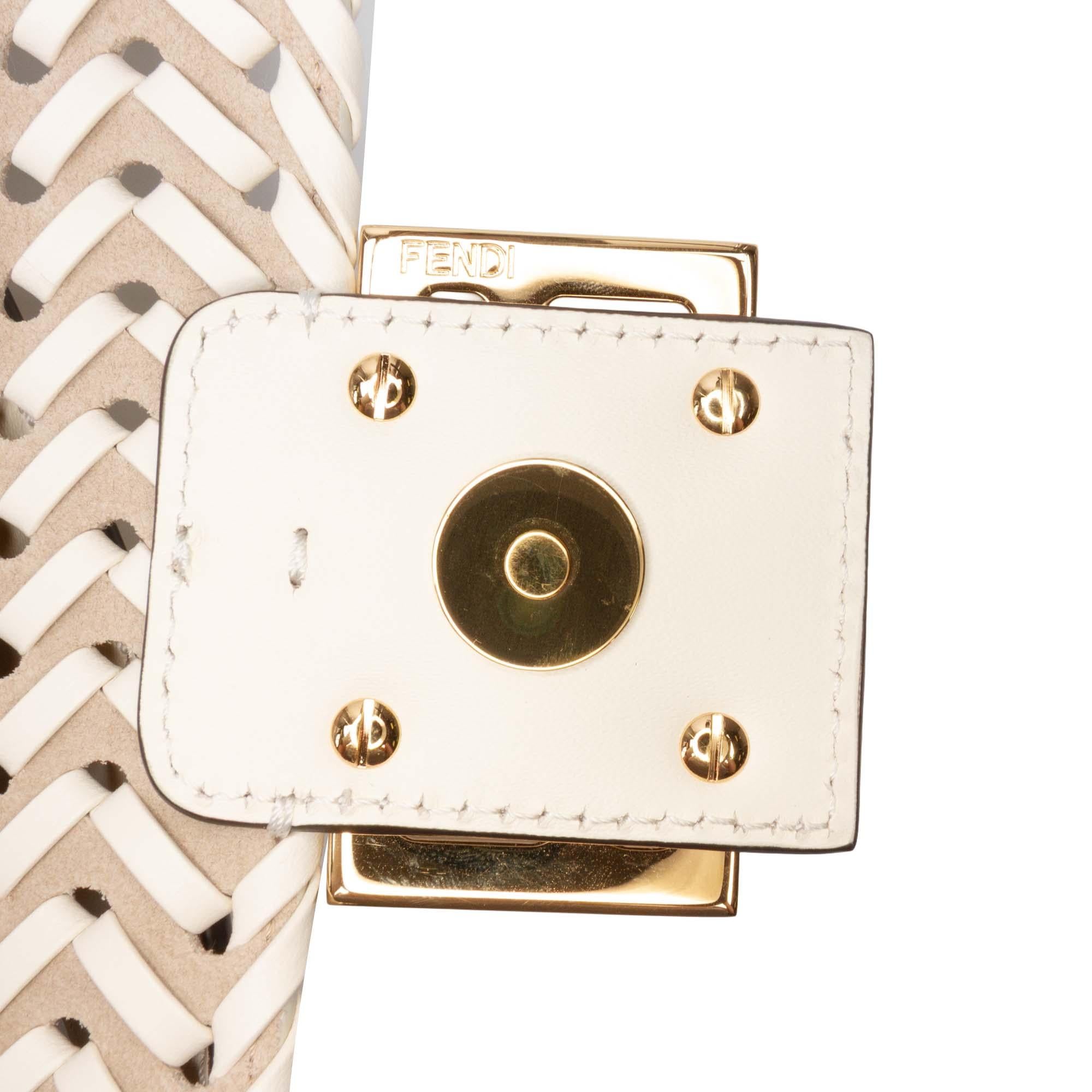 Fendi Woven Calfskin Vitello King Ceylon Baguette Satchel