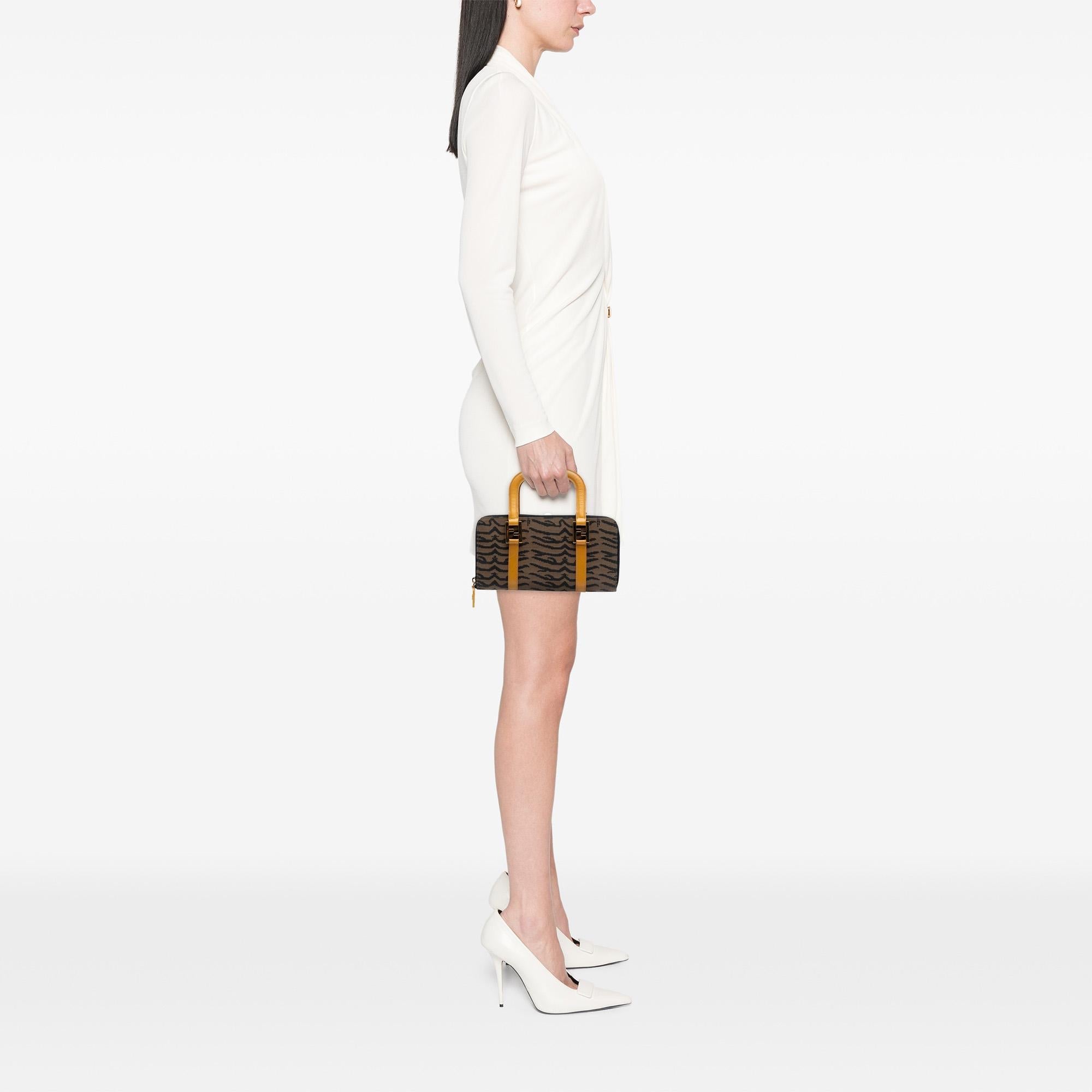 Fendi Zebra Print Canvas Twins Handbag