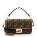 Fendi Zucca Calfskin Baguette Shoulder Bag