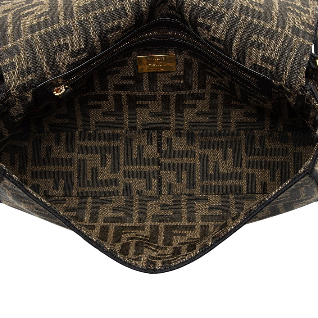 Fendi Zucca Calfskin Baguette Shoulder Bag