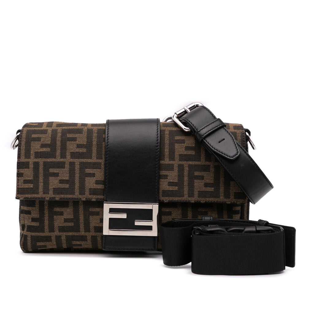 Fendi Zucca Canvas Convertible Baguette Satchel