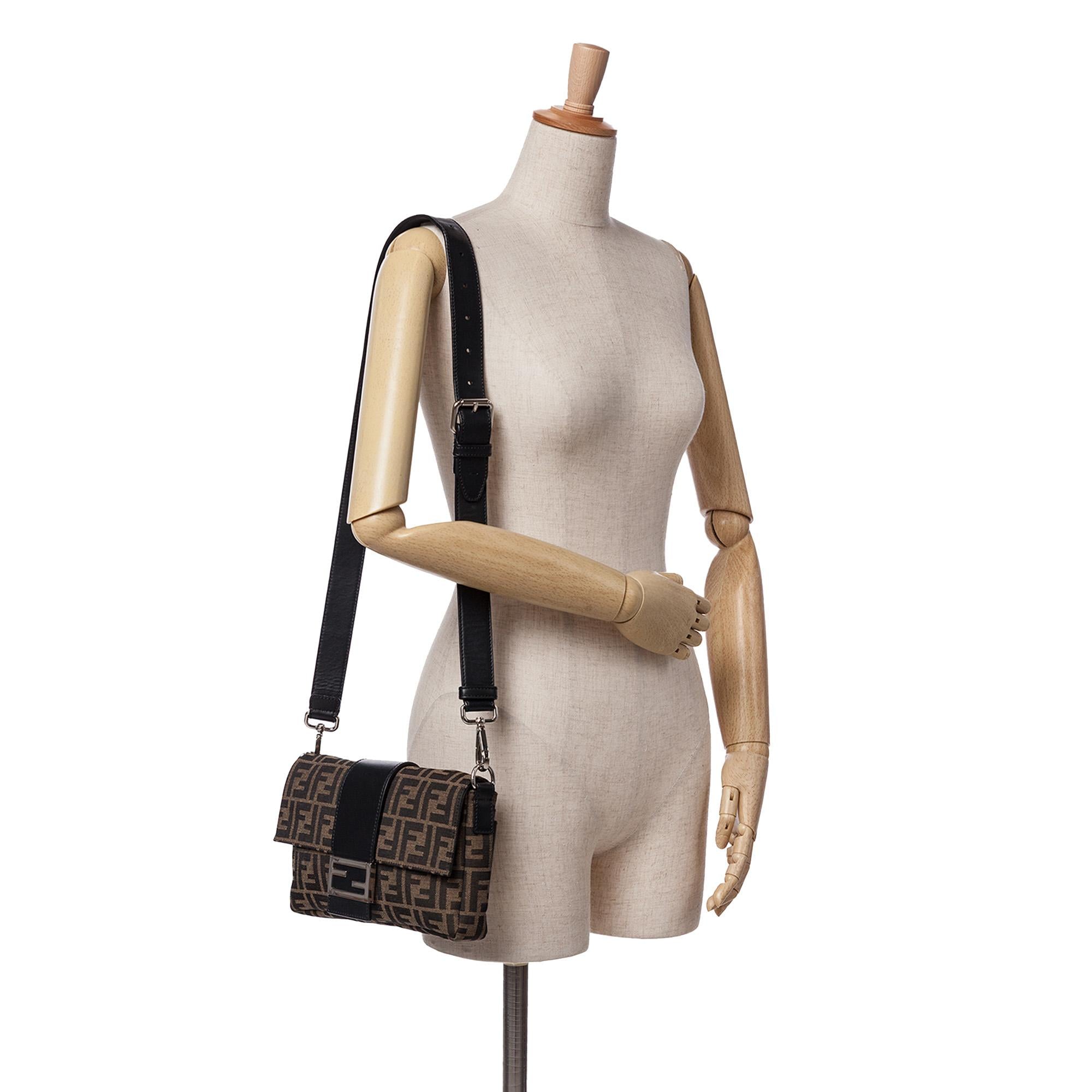 Fendi Zucca Canvas Convertible Baguette Satchel