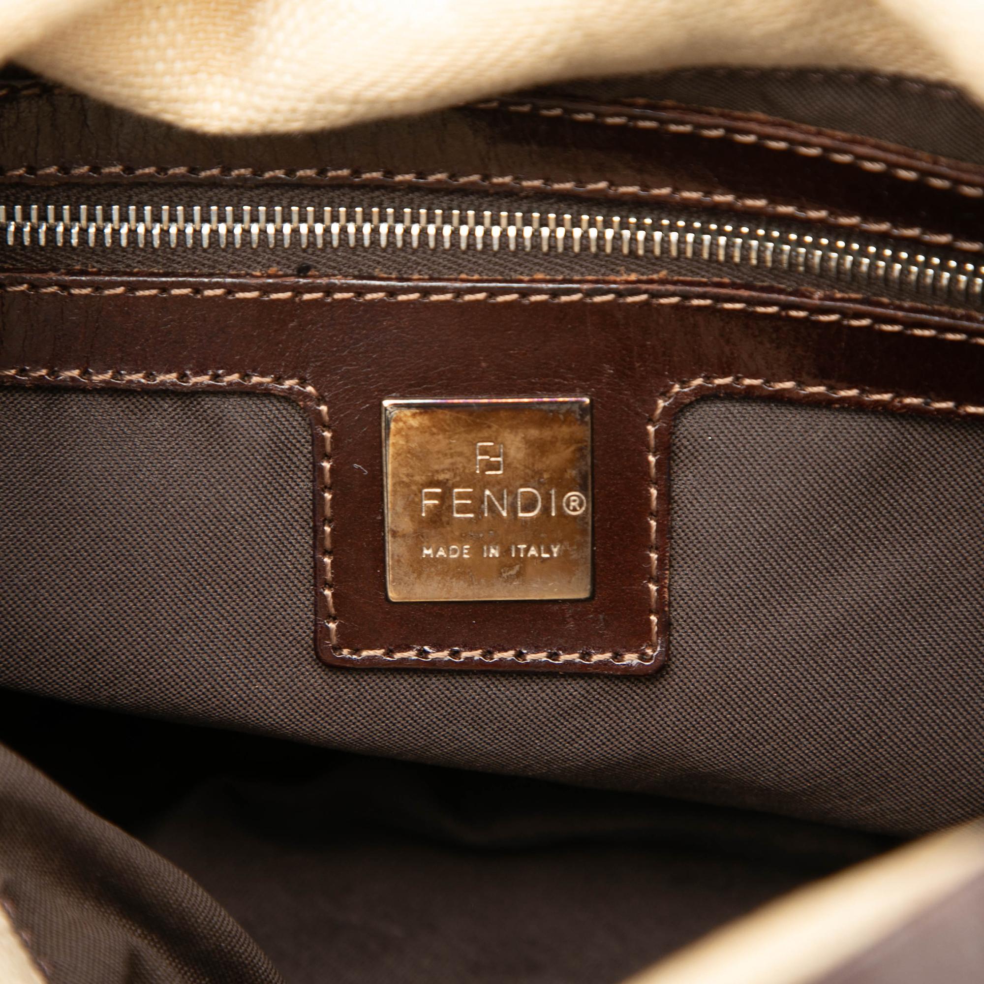Fendi Zucca Canvas Double Flap Shoulder Bag