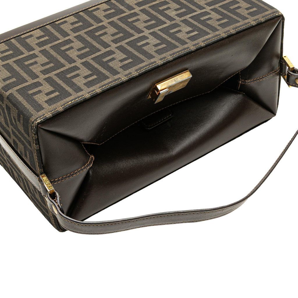 Fendi Zucca Canvas Push Lock Box Handbag