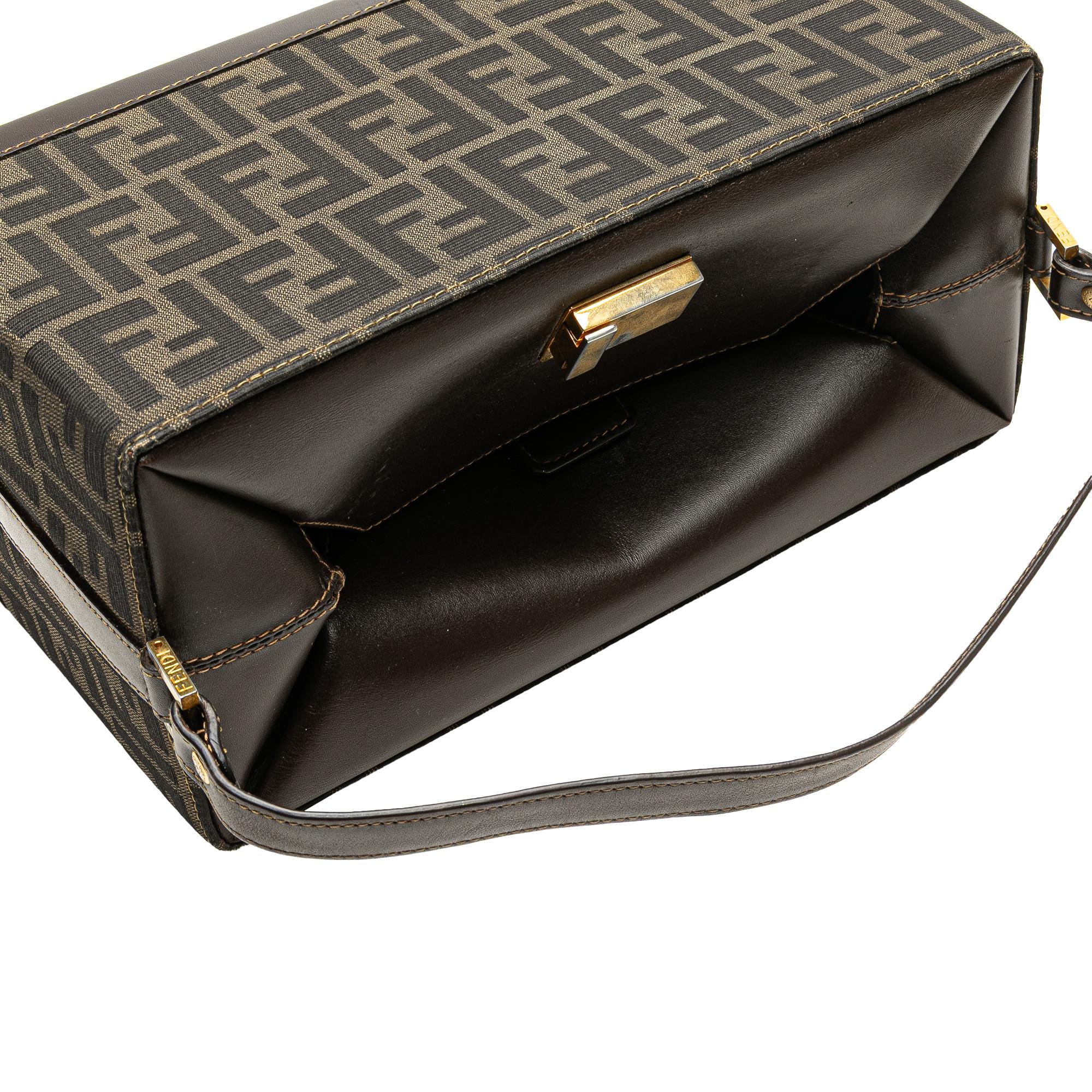 Fendi Zucca Canvas Push Lock Box Handbag