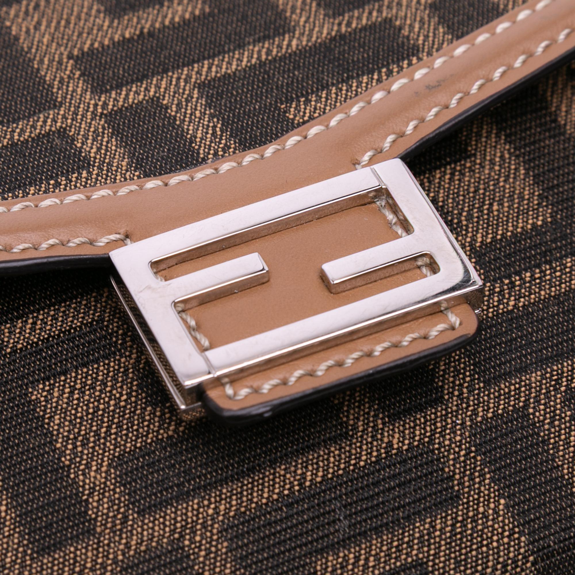 Fendi Zucca Canvas Soft Trunk Baguette Phone Pouch Crossbody