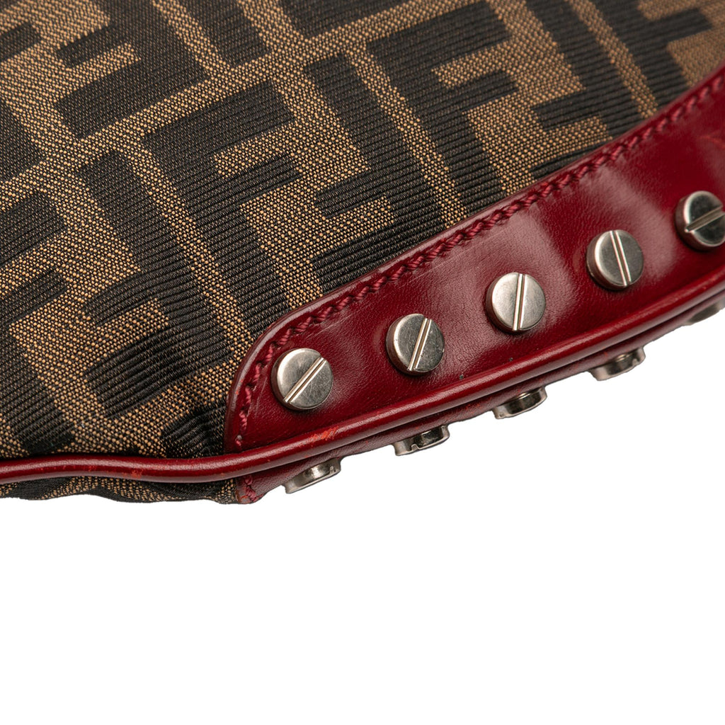 Fendi Zucca Canvas Studded Oyster Hobo