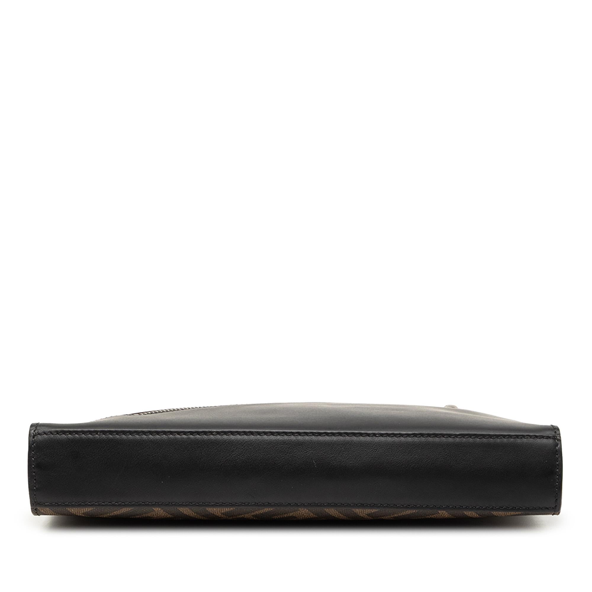 Fendi Zucca Coated Canvas Diagonal Front Zip Clutch