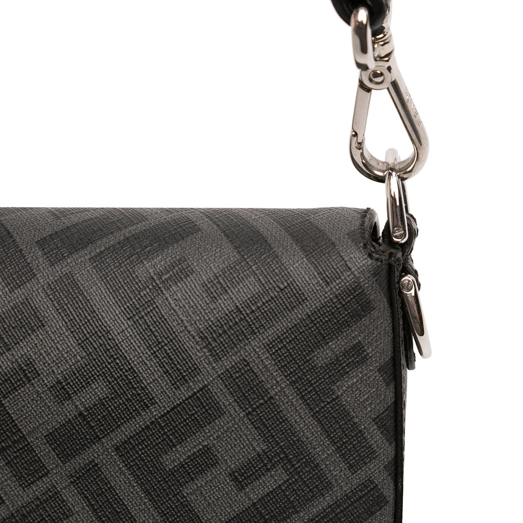 Fendi Zucca Coated Canvas FF 1974 Diagonal Convertible Baguette Satchel