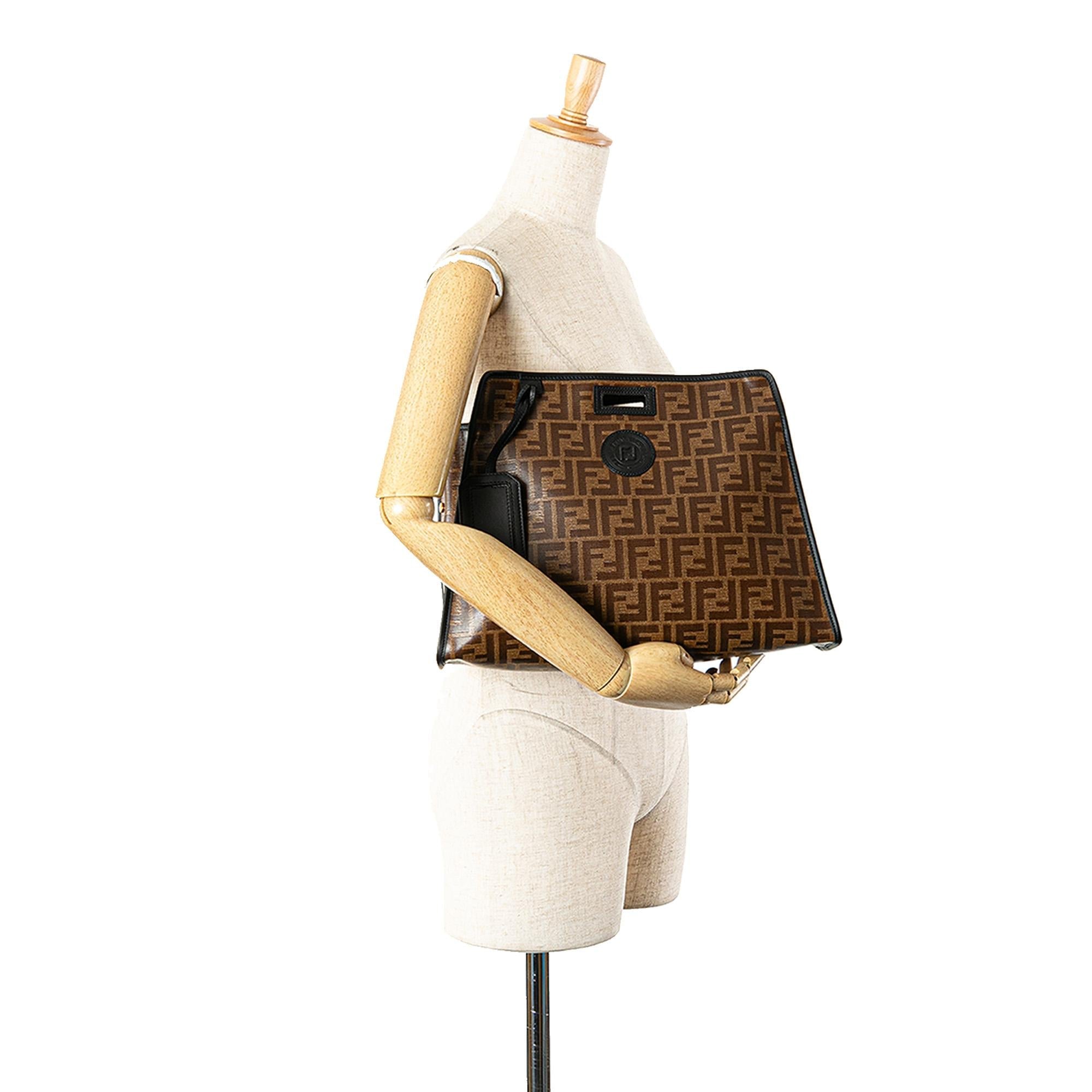 Fendi Zucca Coated Canvas Peekaboo Defender Handbag