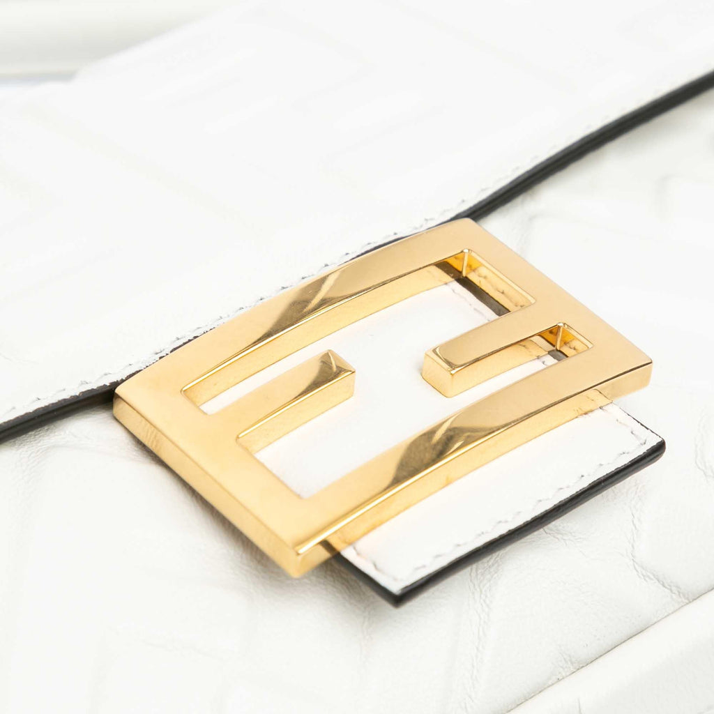 Fendi Zucca Embossed Baguette Satchel