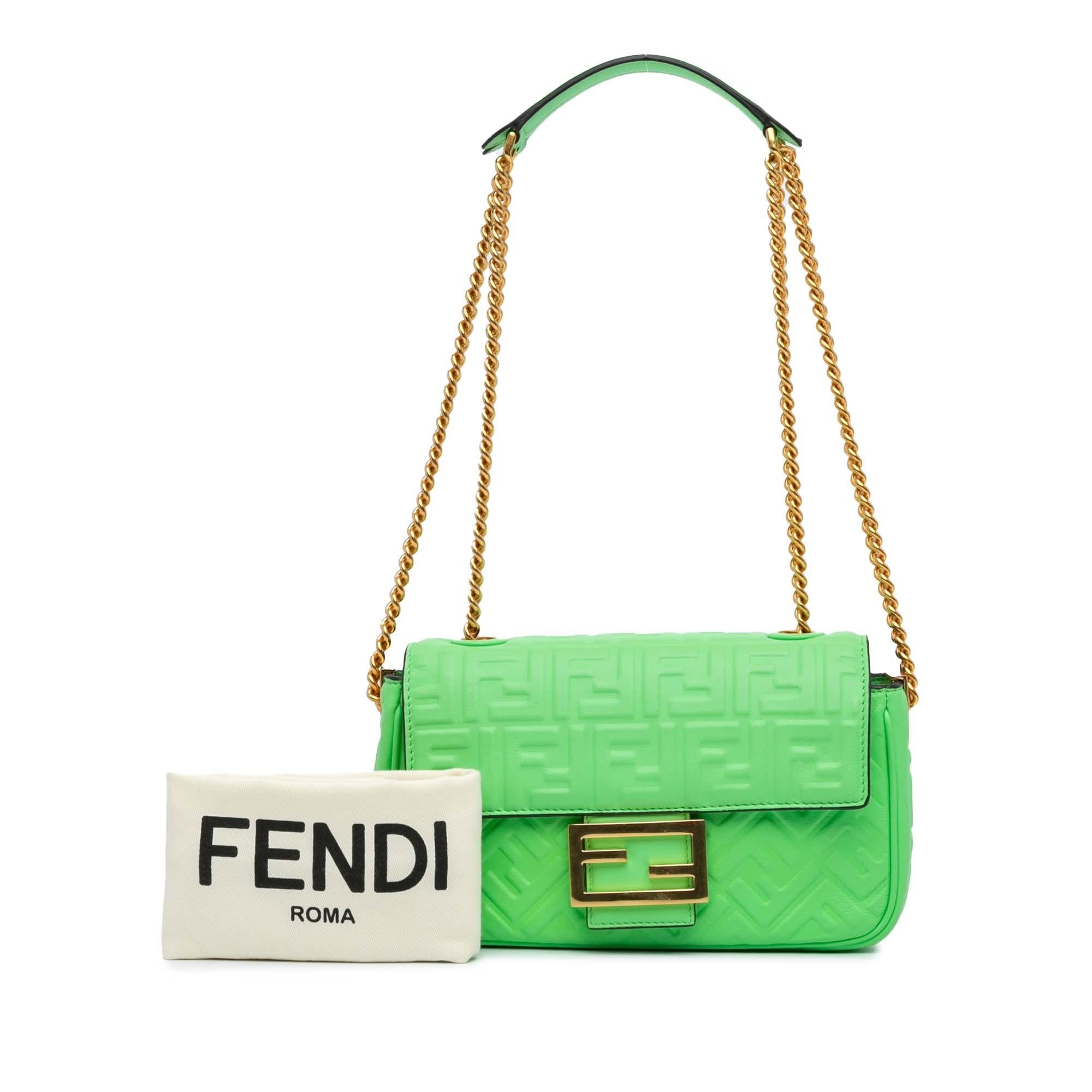 Fendi Zucca Embossed Chain Midi Baguette