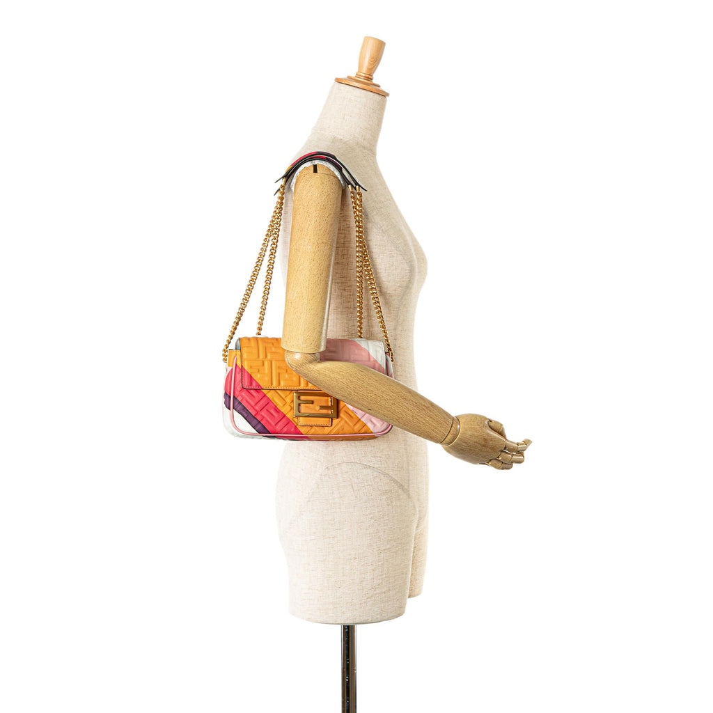 Fendi Zucca Embossed Chain Midi Baguette