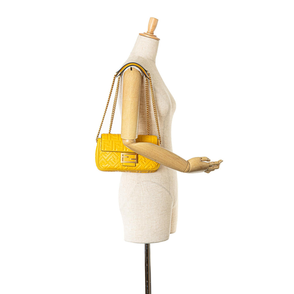 Fendi Zucca Embossed Chain Midi Baguette