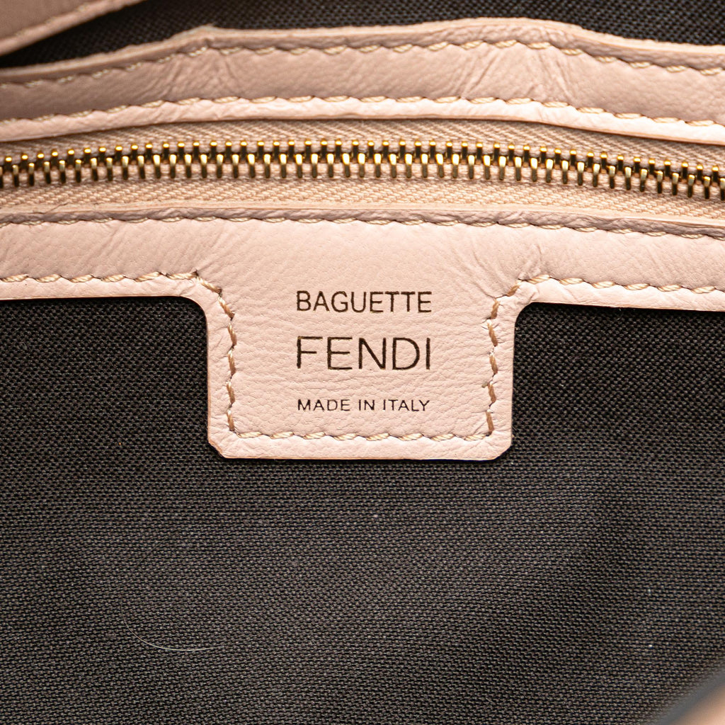 Fendi Zucca Embossed Leather Baguette Satchel