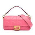 Fendi Zucca Embossed Leather Baguette Satchel