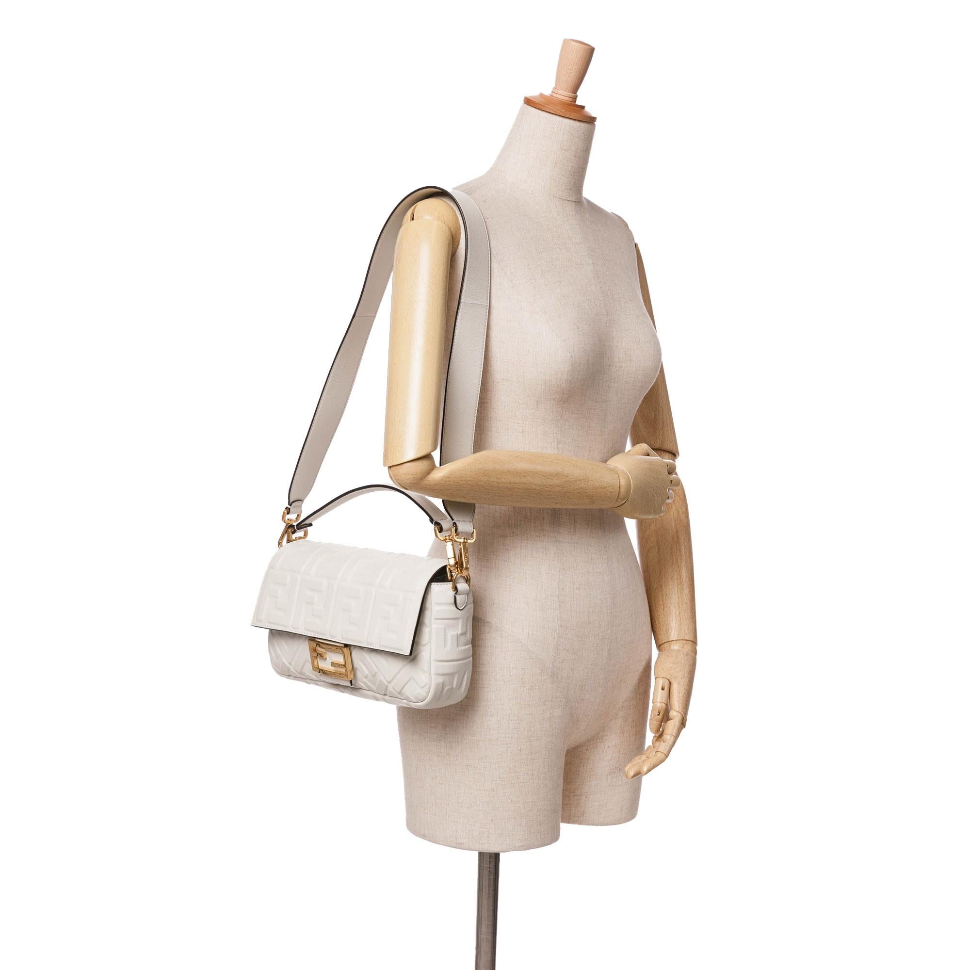 Fendi Zucca Embossed Leather Baguette Satchel