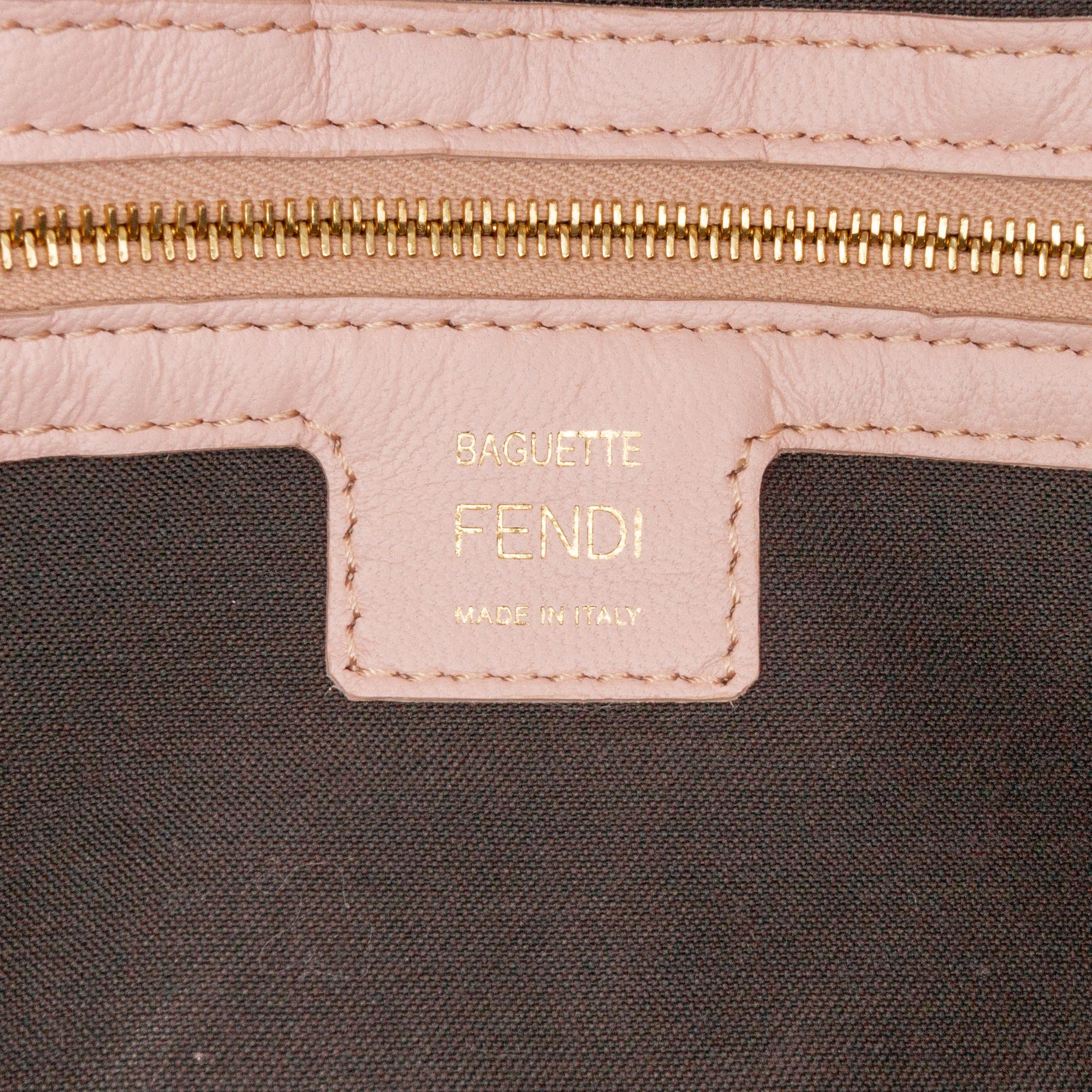 Fendi Zucca Embossed Leather Baguette Satchel