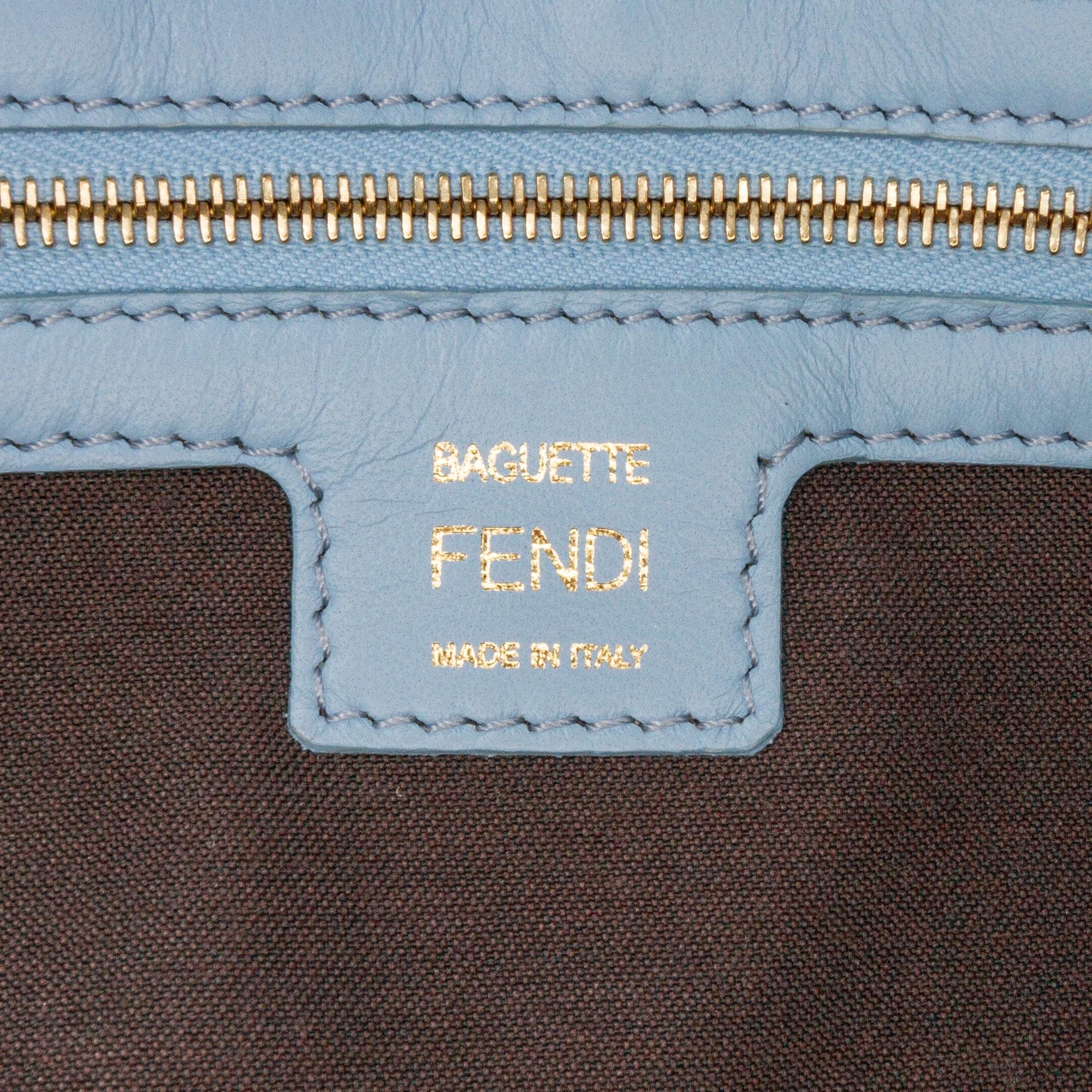 Fendi Zucca Embossed Leather Baguette Satchel