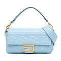 Fendi Zucca Embossed Leather Baguette Satchel