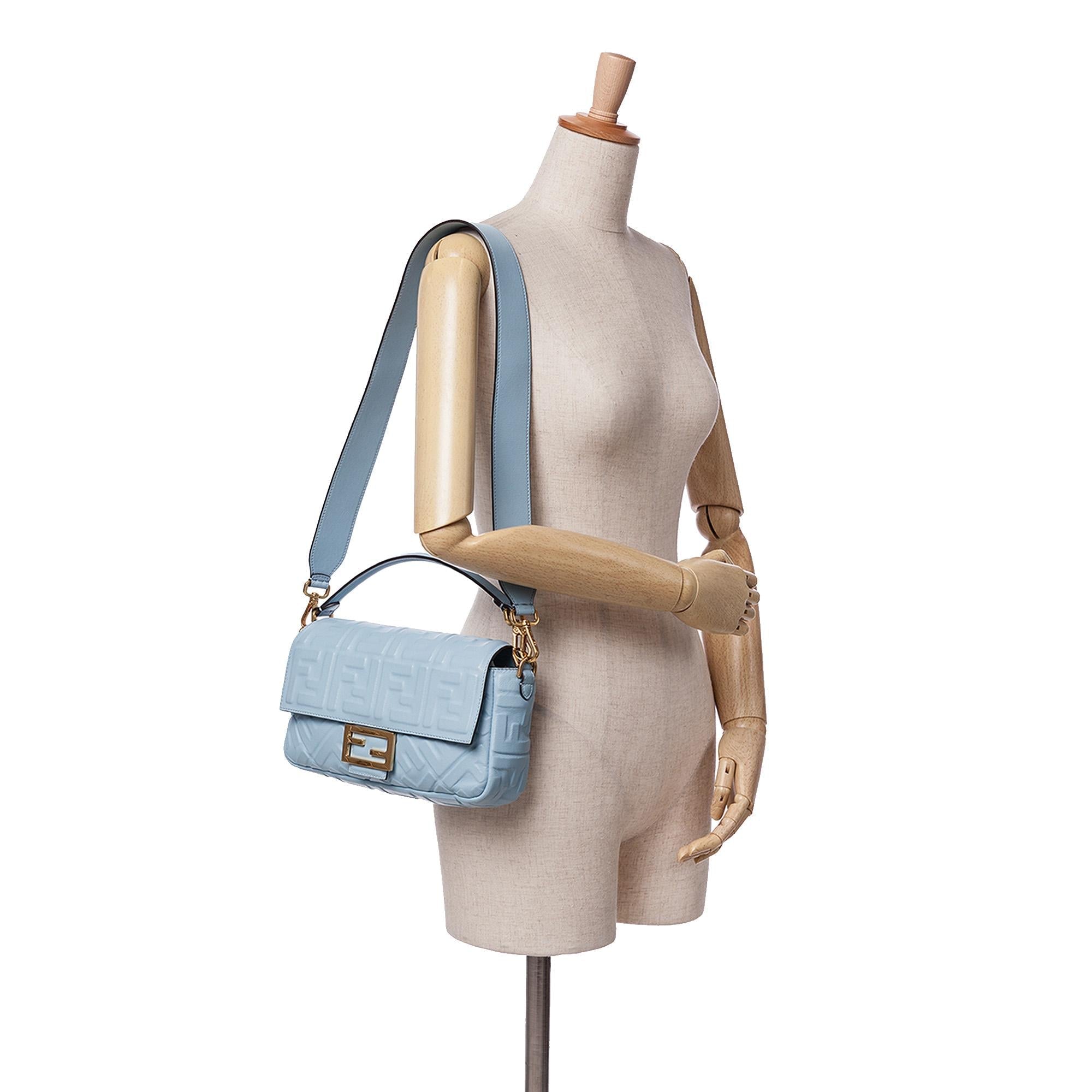 Fendi Zucca Embossed Leather Baguette Satchel