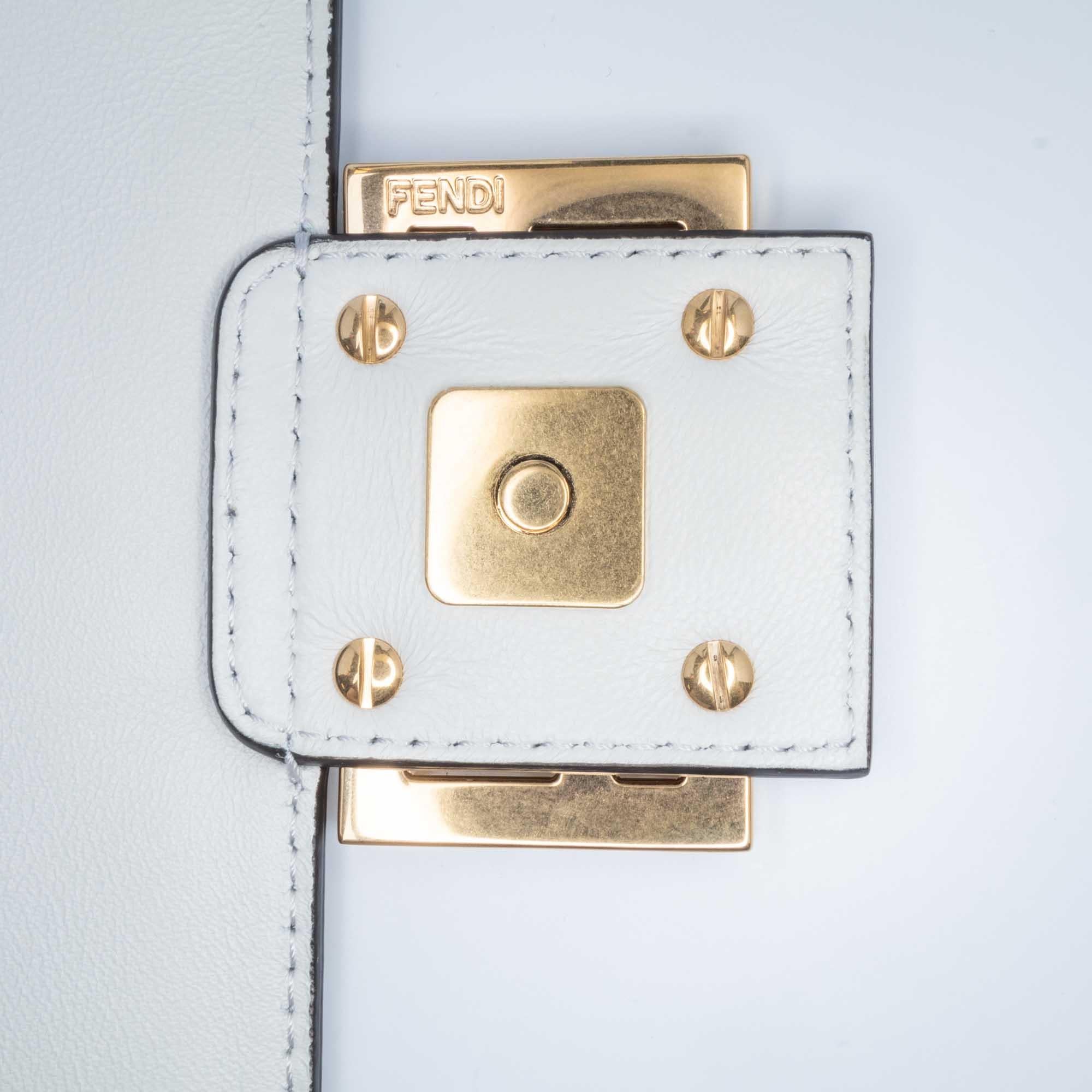 Fendi Zucca Embossed Leather Baguette Satchel