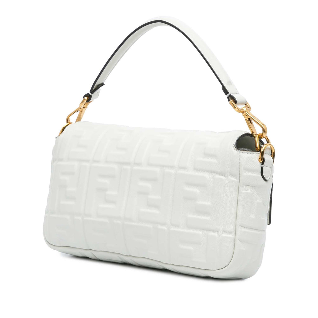 Fendi Zucca Embossed Leather Baguette Satchel