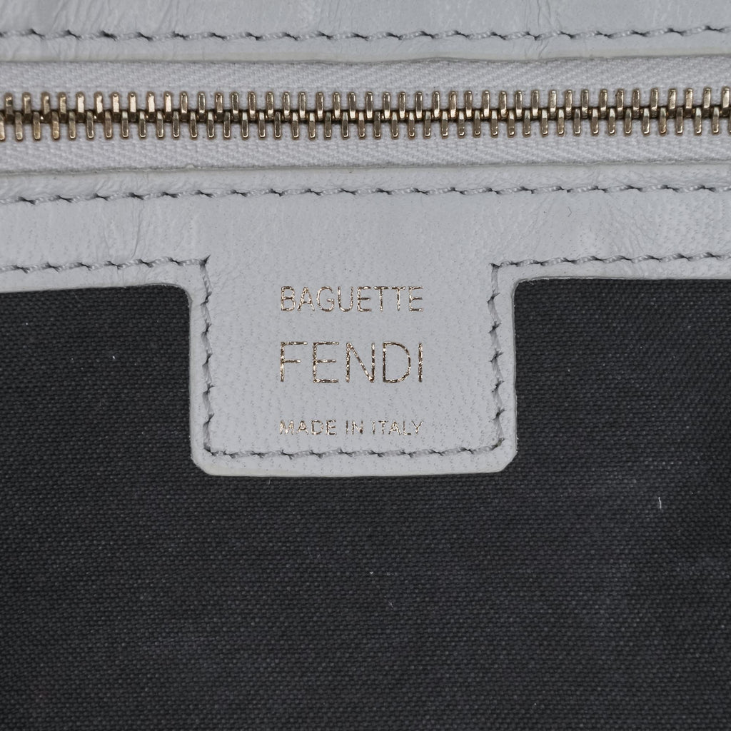 Fendi Zucca Embossed Leather Baguette Satchel