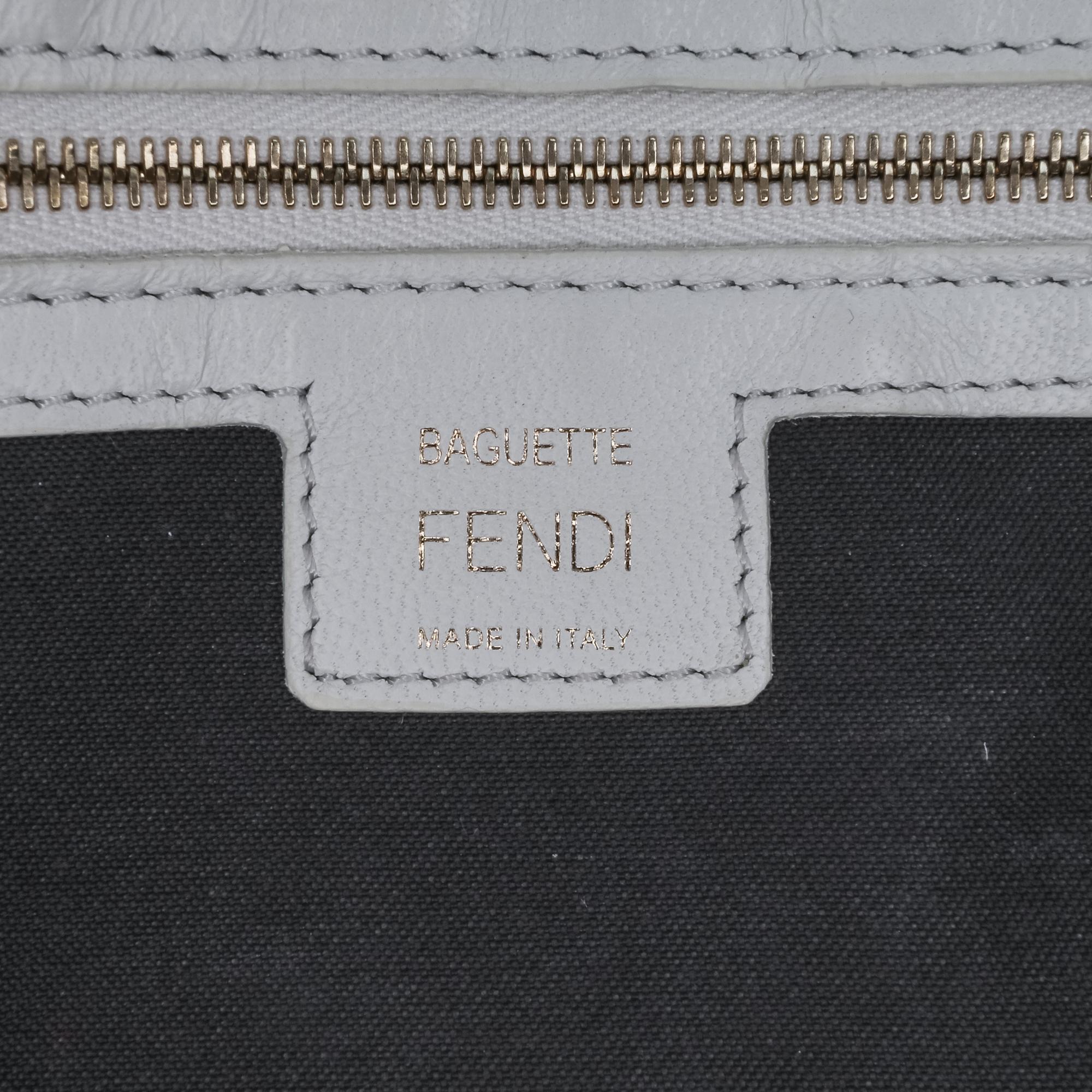 Fendi Zucca Embossed Leather Baguette Satchel