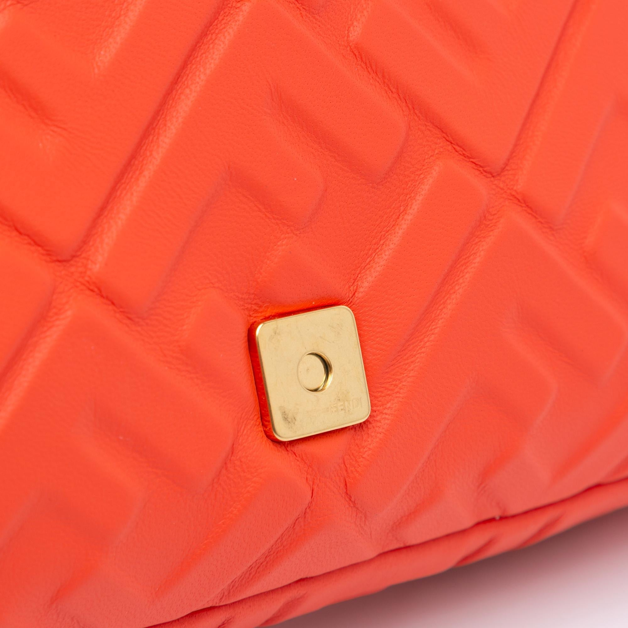 Fendi Zucca Embossed Leather Baguette Satchel