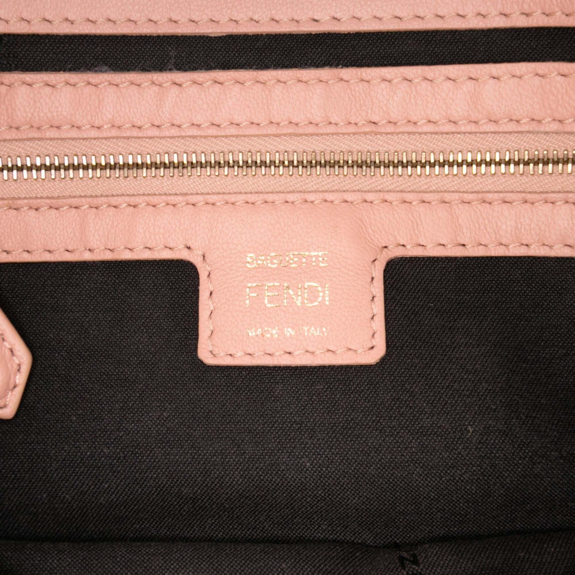 Fendi Zucca Embossed Leather Baguette Satchel