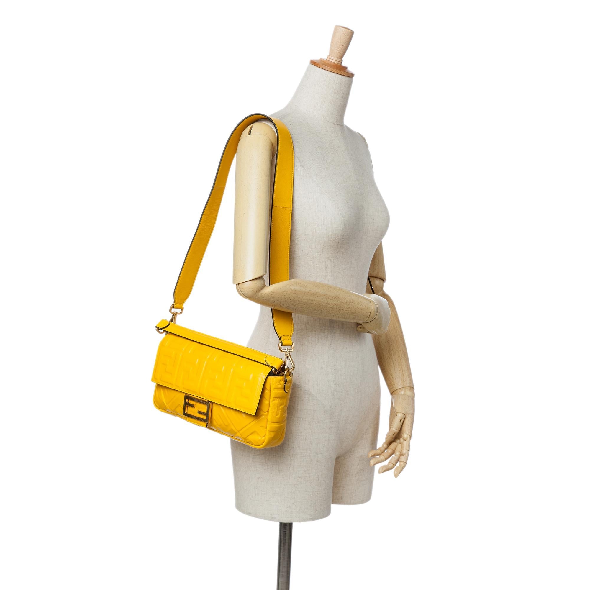 Fendi Zucca Embossed Leather Baguette Satchel