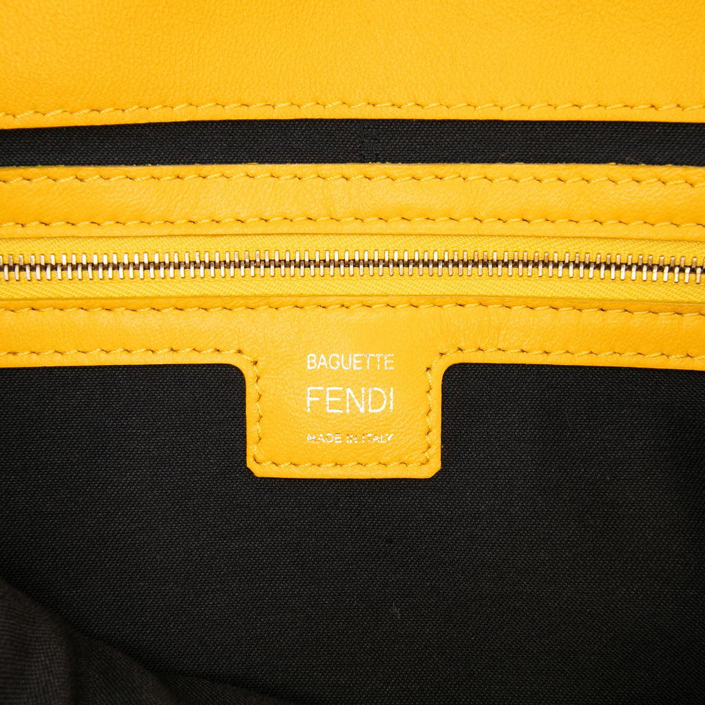 Fendi Zucca Embossed Leather Baguette Satchel