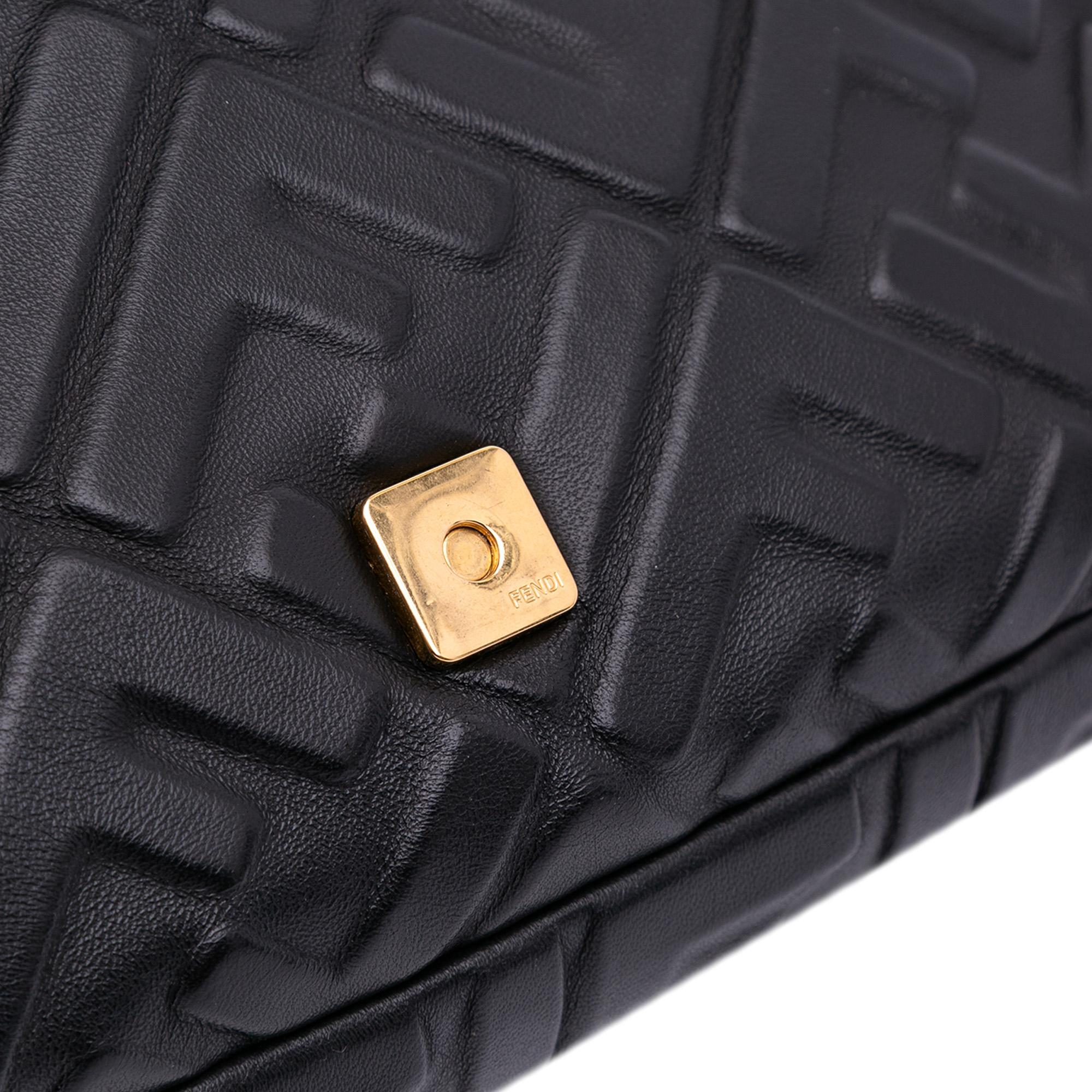 Fendi Zucca Embossed Leather Baguette Satchel