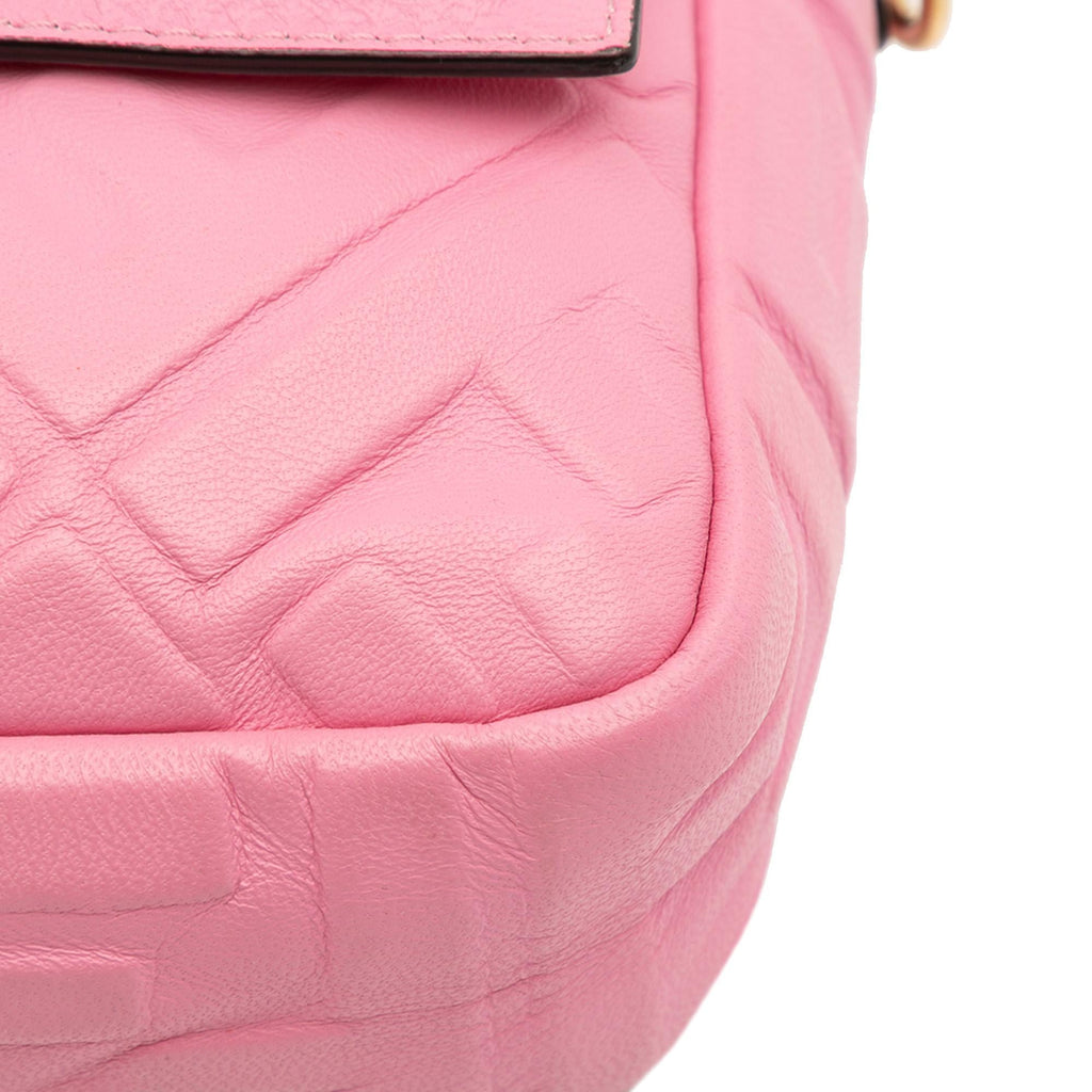 Fendi Zucca Embossed Leather Baguette Satchel