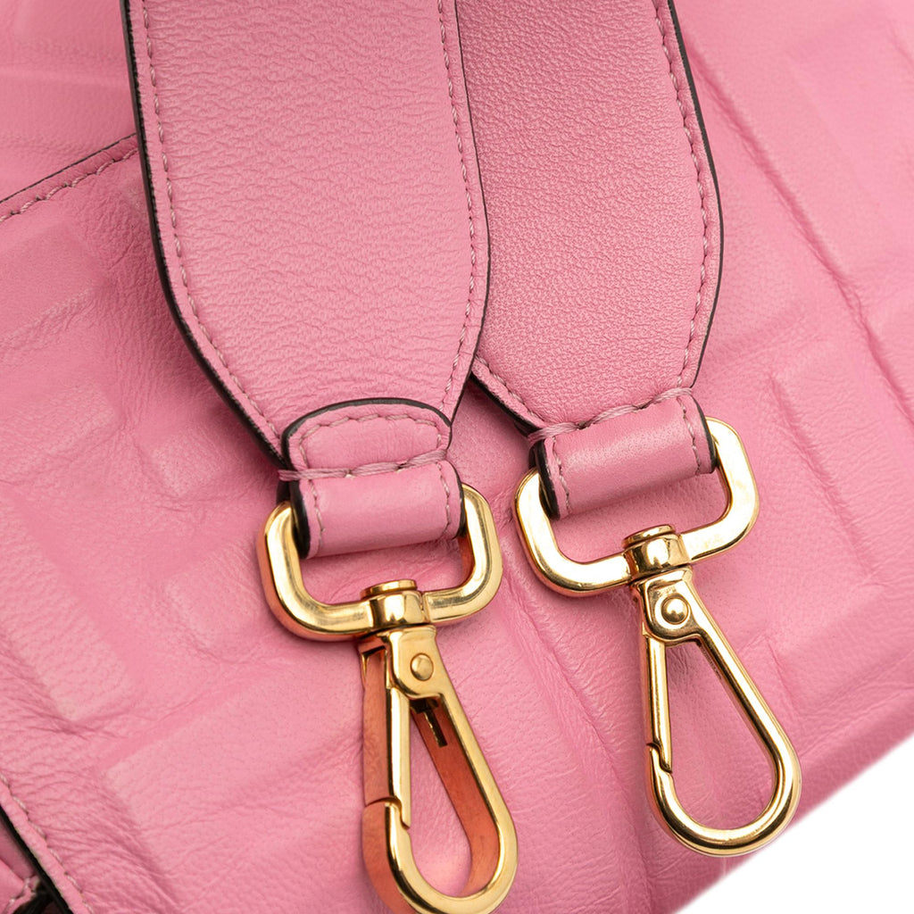 Fendi Zucca Embossed Leather Baguette Satchel