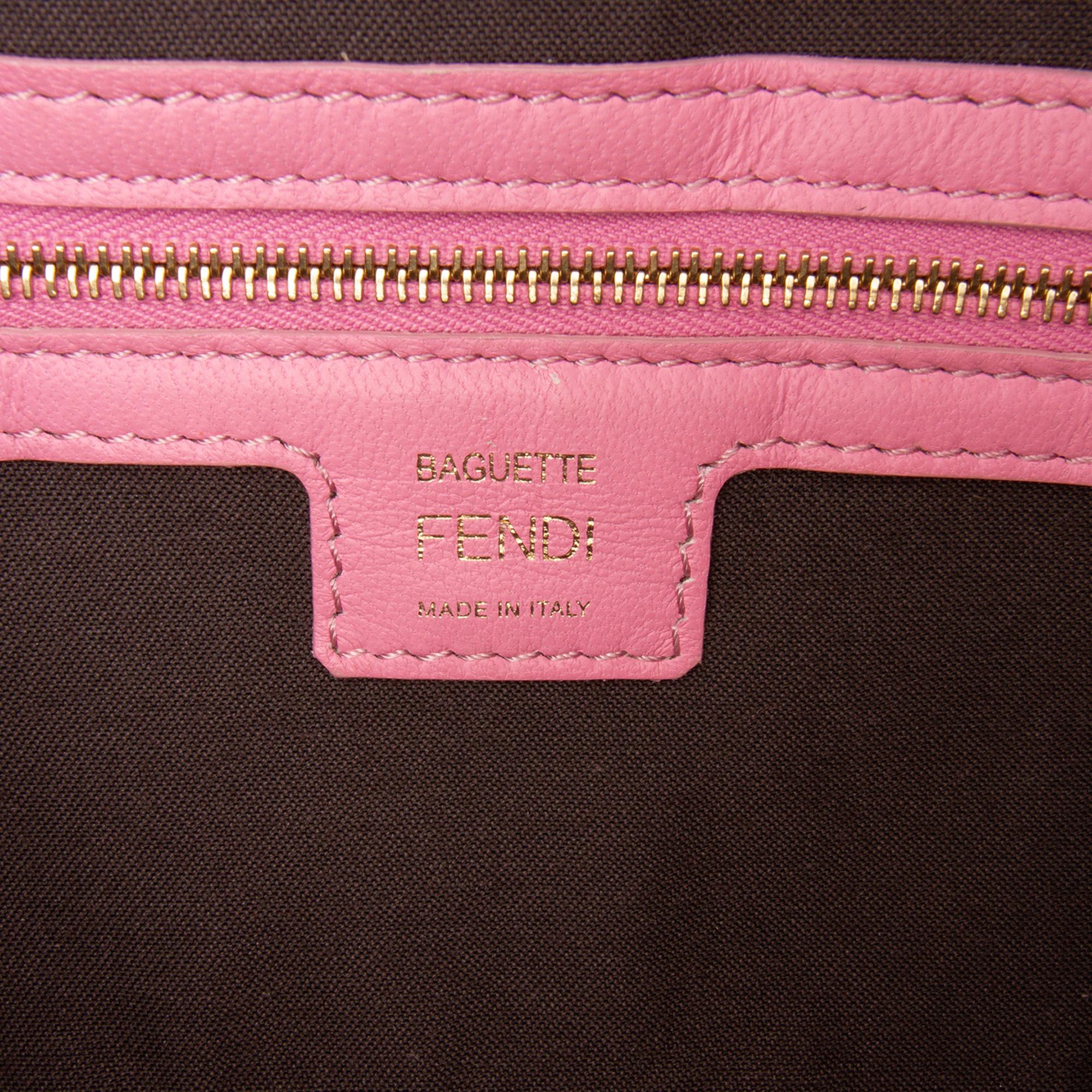 Fendi Zucca Embossed Leather Baguette Satchel