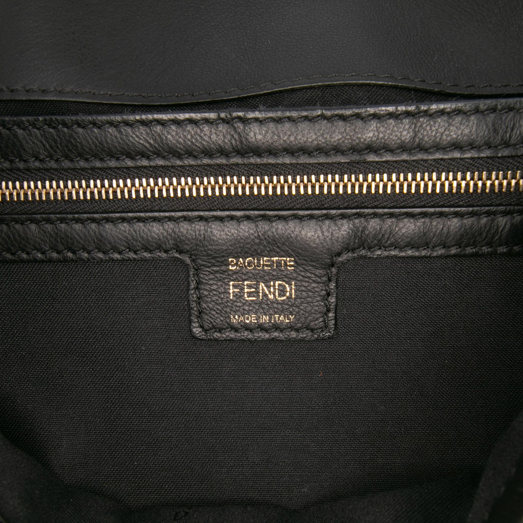 Fendi Zucca Embossed Leather Baguette Satchel
