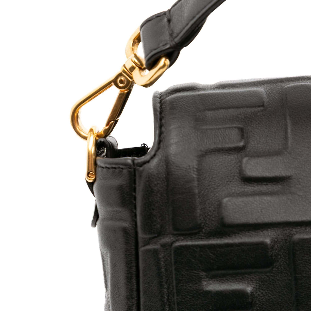 Fendi Zucca Embossed Leather Baguette Satchel