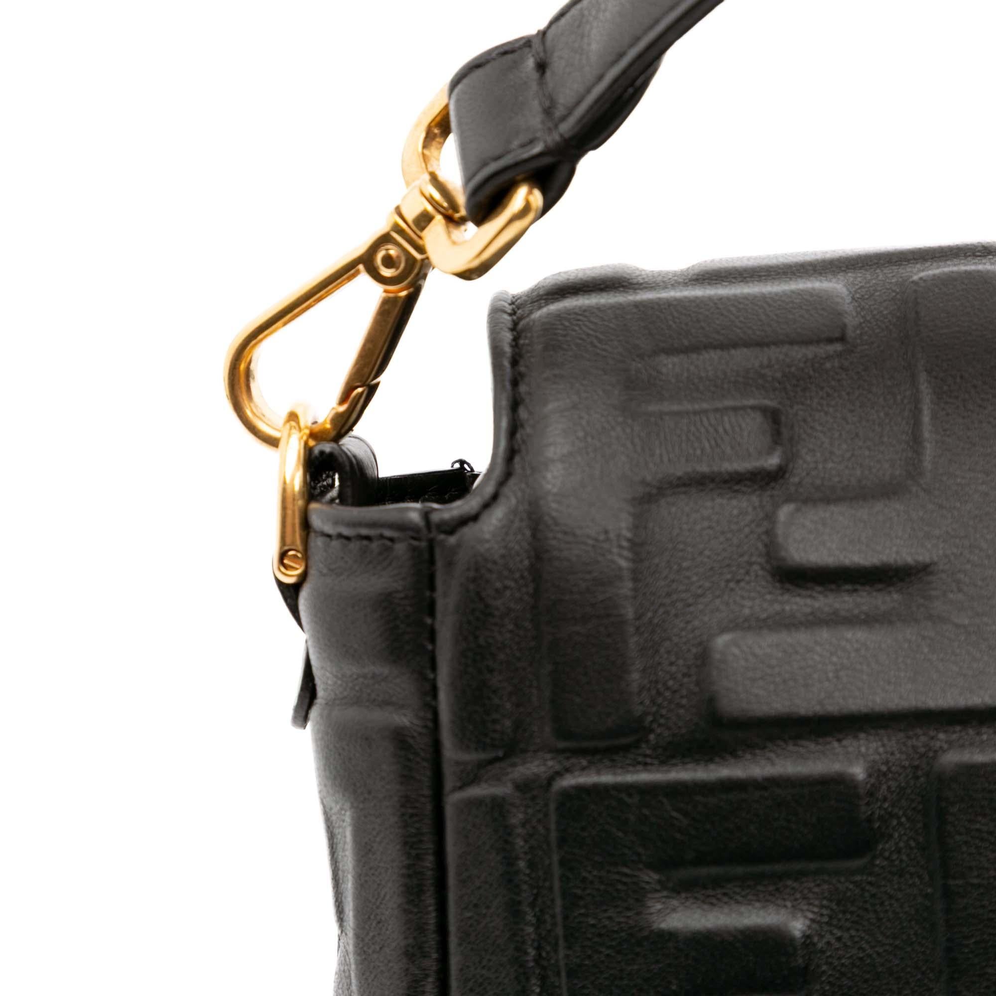 Fendi Zucca Embossed Leather Baguette Satchel