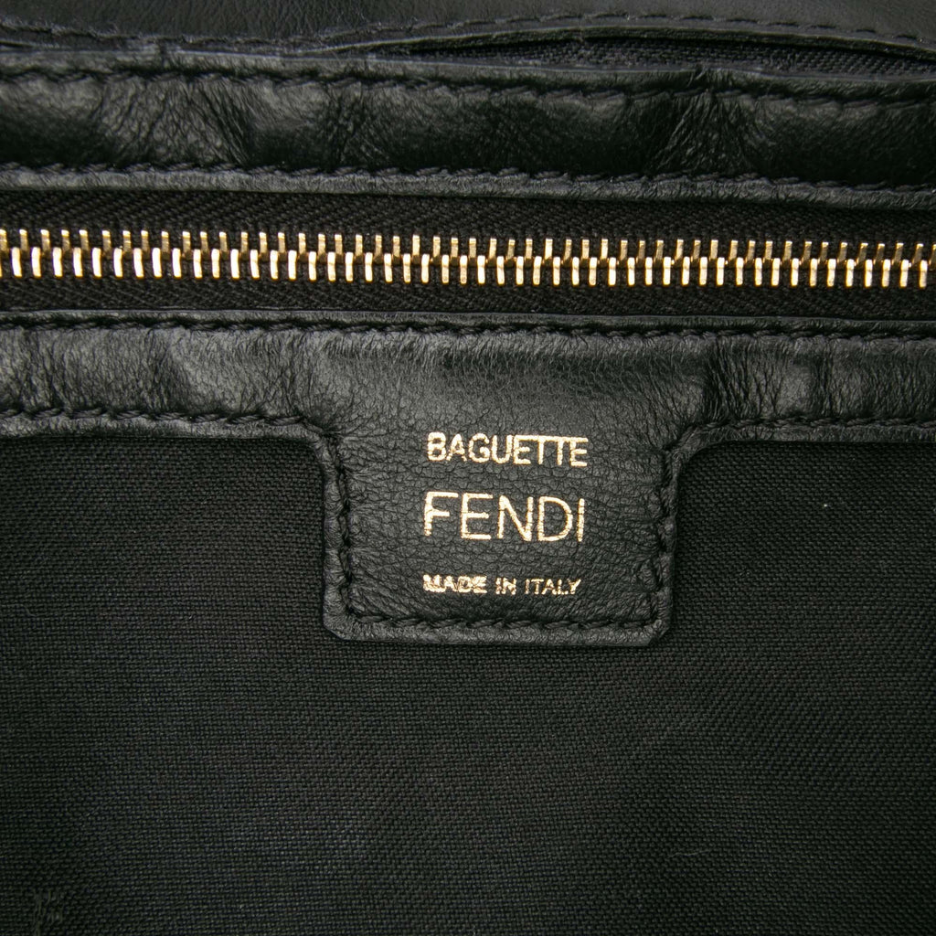 Fendi Zucca Embossed Leather Baguette Satchel