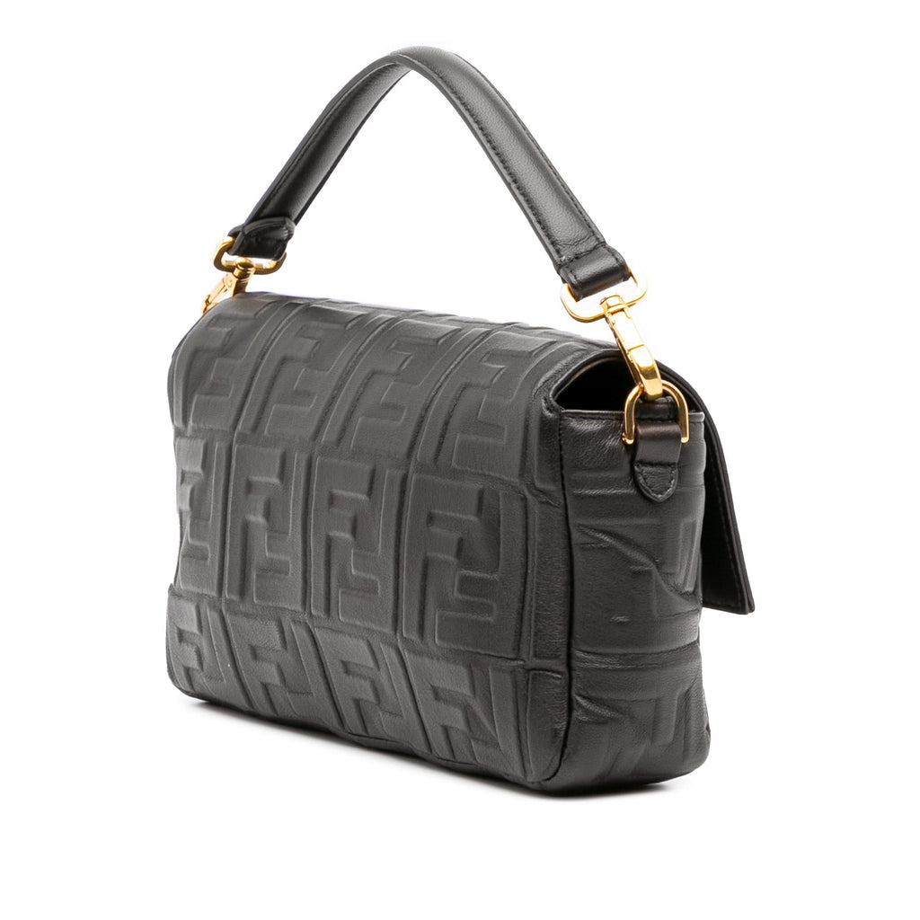 Fendi Zucca Embossed Leather Baguette Satchel