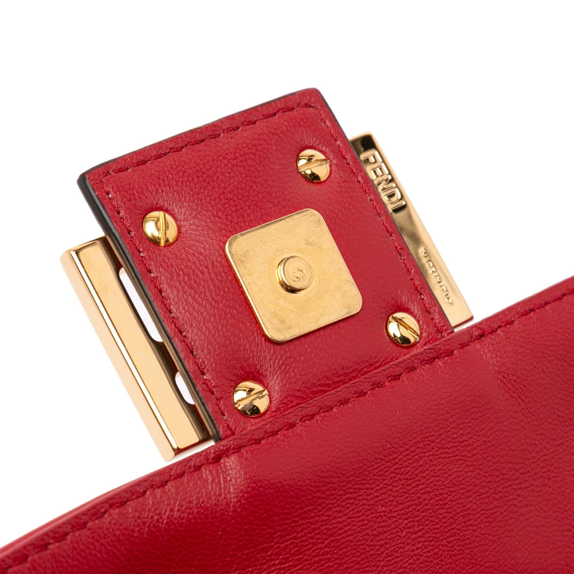 Fendi Zucca Embossed Leather Baguette Satchel