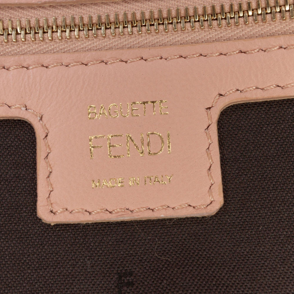 Fendi Zucca Embossed Leather Baguette Satchel