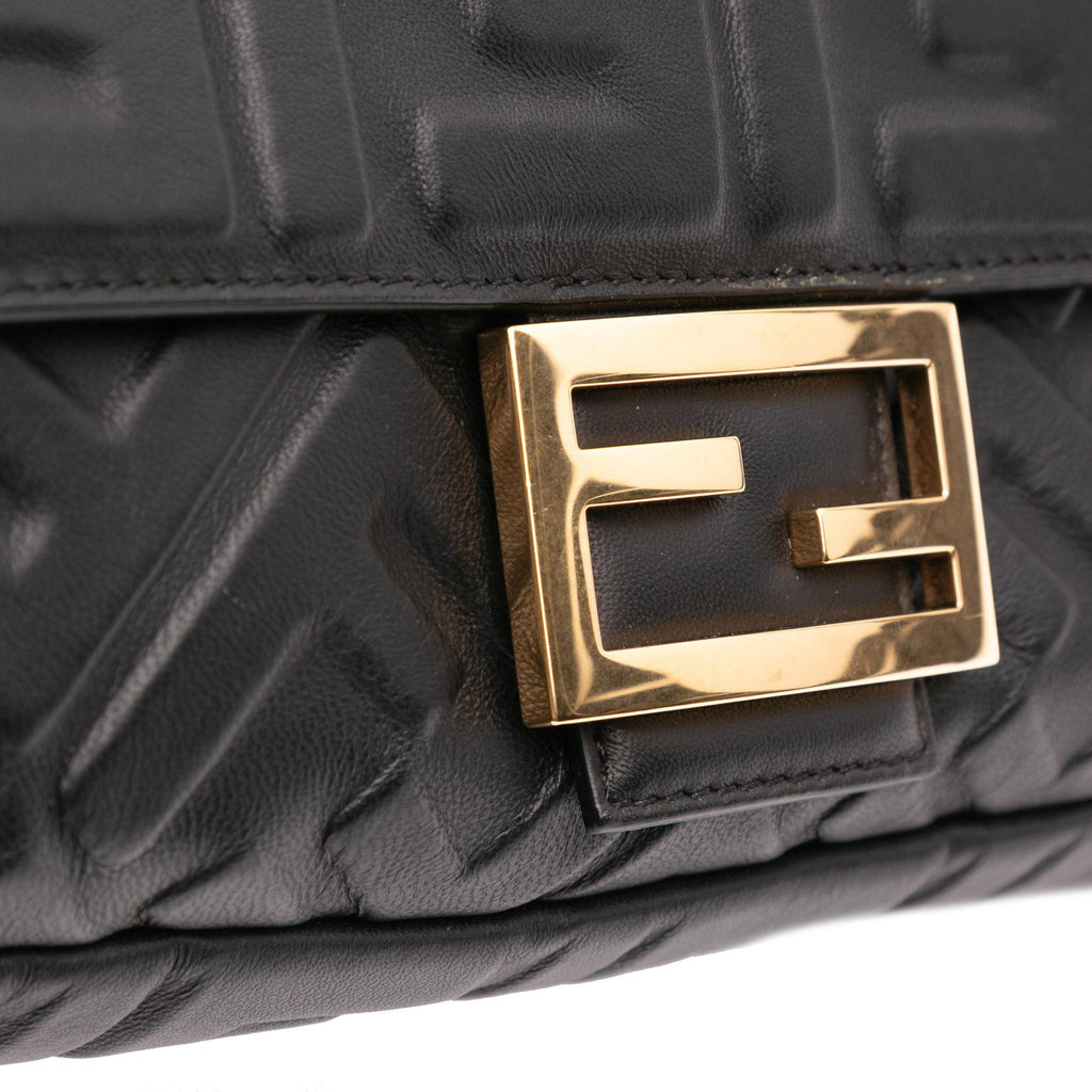 Fendi Zucca Embossed Leather Baguette Satchel