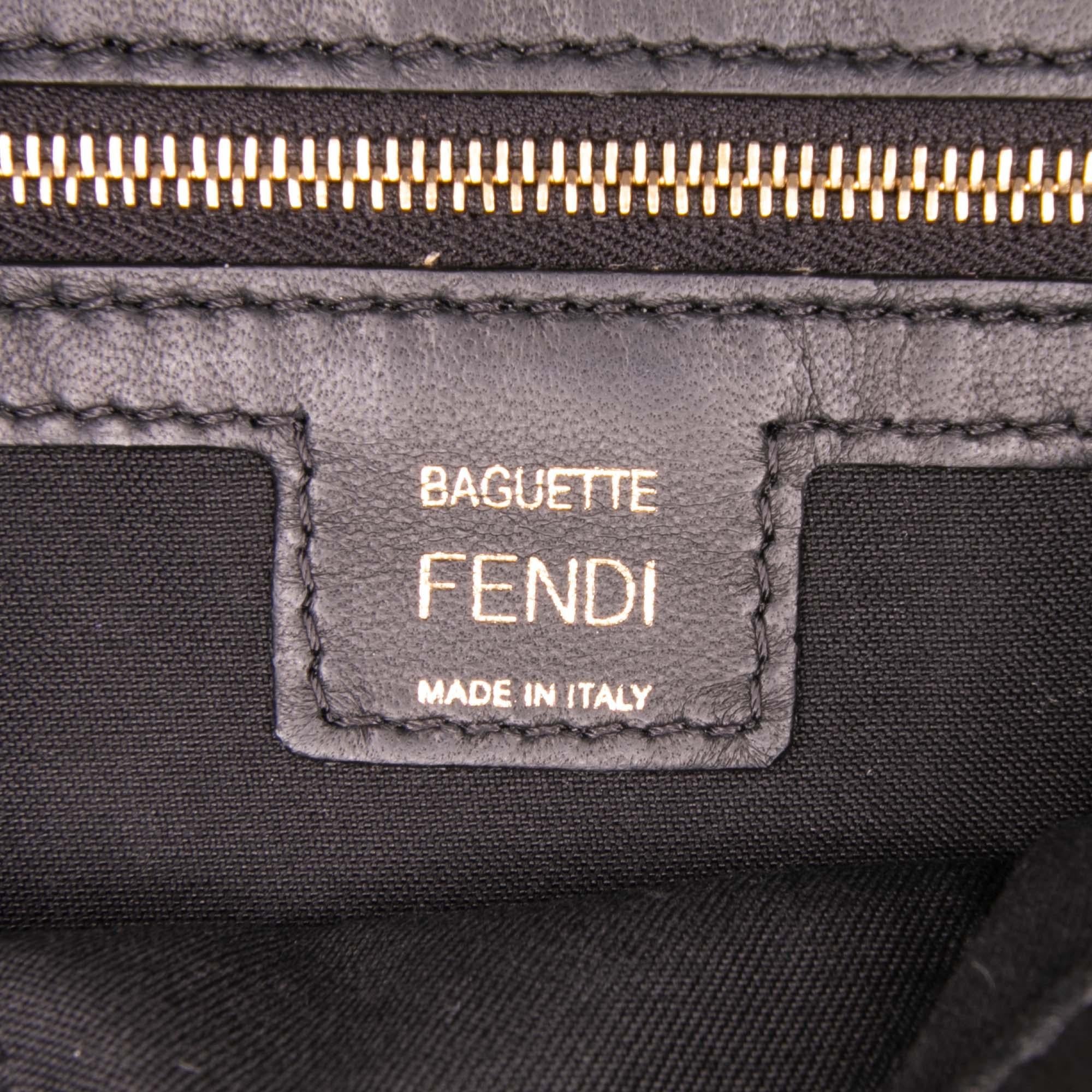 Fendi Zucca Embossed Leather Baguette Satchel